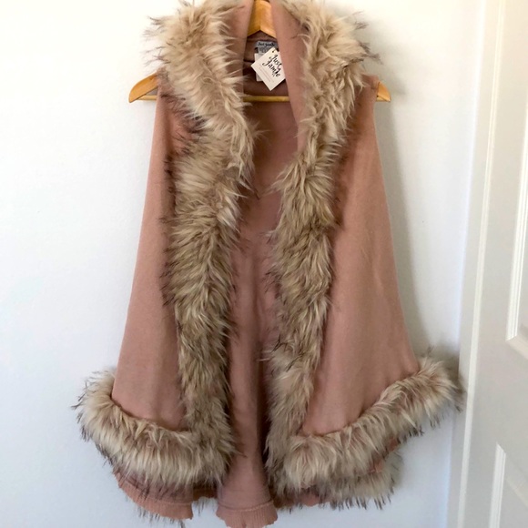 Jackets & Blazers - Faux Fur Trimmed Vest with Hood